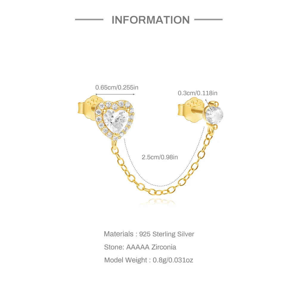CANNER 1PC 925 Sterling Silver Horse Eye Chain Tassel Zircon Drop Earrings For Women Ins Minimalism Geometric Earrings Gift