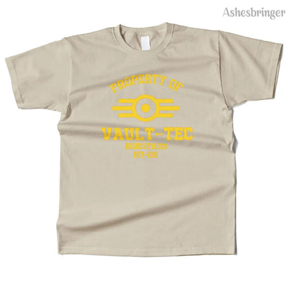 Mens Cotton Property of Vault Tec Graphic T Shirt Street Casual Style Tee for Men and Women