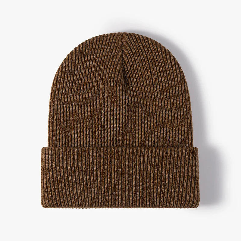 Women Men Autumn Winter Warm Beanie Hat Solid Color Lady Male Stretch
