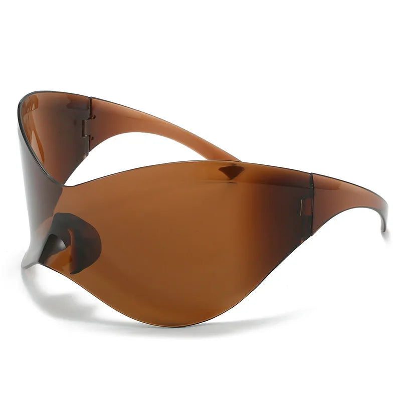 Y2K Sunglasses Women Fashion Silver Oversized Face Mark Shades Reflective Personal Sun Glasses for Cycling Travel
