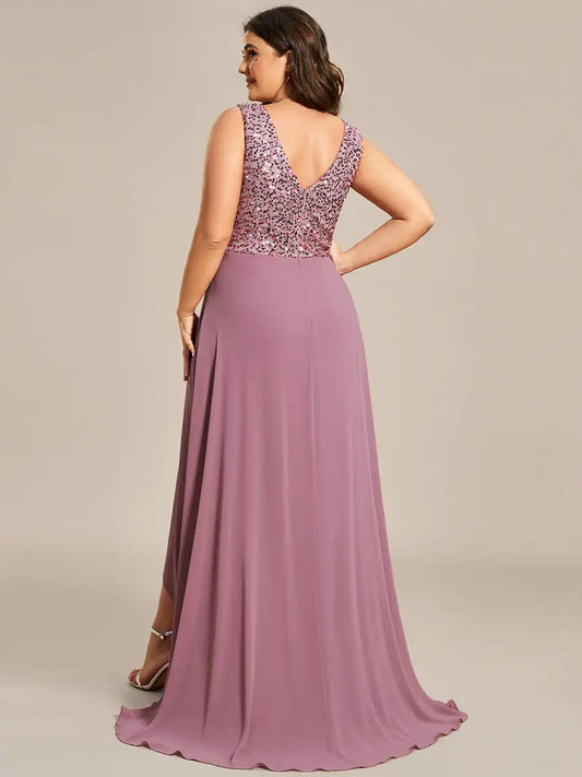 Evening Dresses Ever pretty of Elegant Paillette & Chiffon V-neck Sleeveless Dress