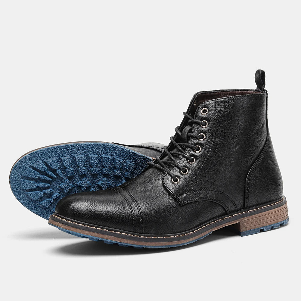 Ankle boots men 2024 fashion comfortable brand leather boots for men