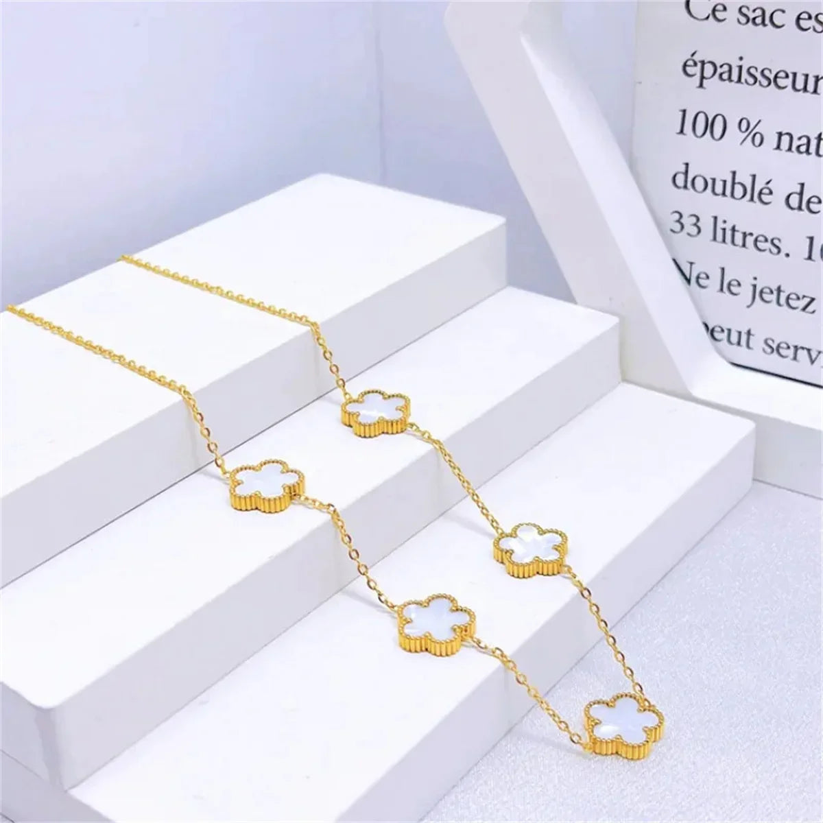 2/4Pcs 18K Gold Plated Five Leaf Flower Earring Necklace Bracelet Set for Women, Elegant Fashion Design Bracelet Jewelry Gifts