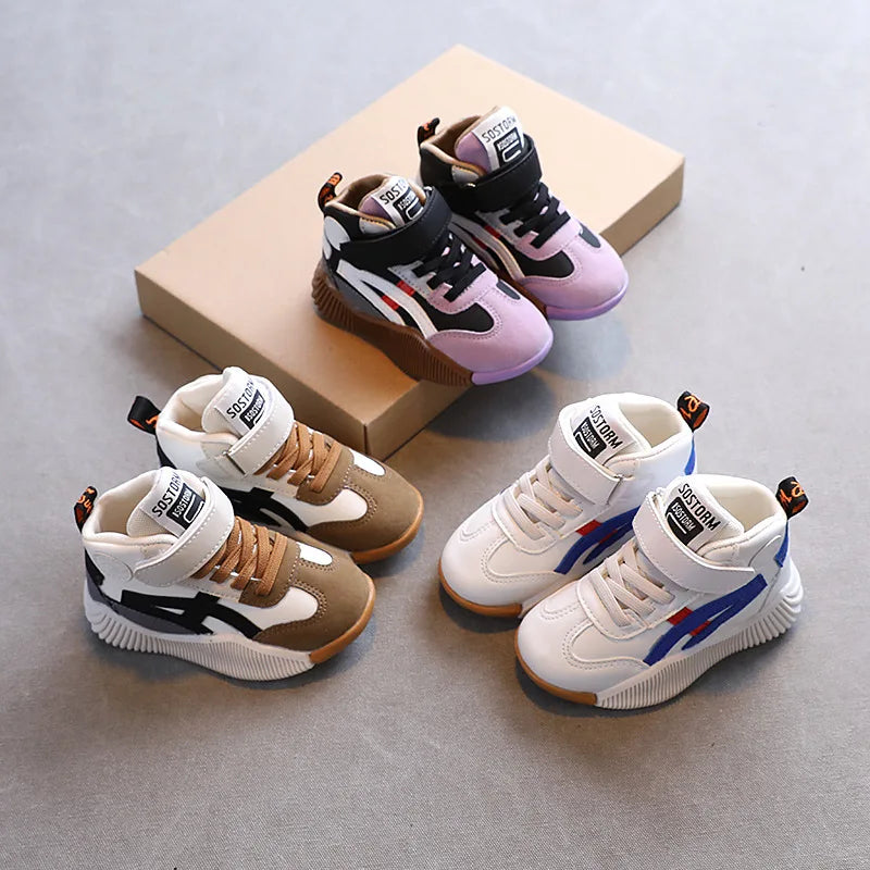 Toddler Sneakers  Fashion Kids Shoes  For Girls and Boys Autumn Boots PU Leather Baby
