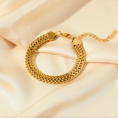 Stainless Steel Gold Color Thick Chain Choker Necklace Bracelet for Women Fashion