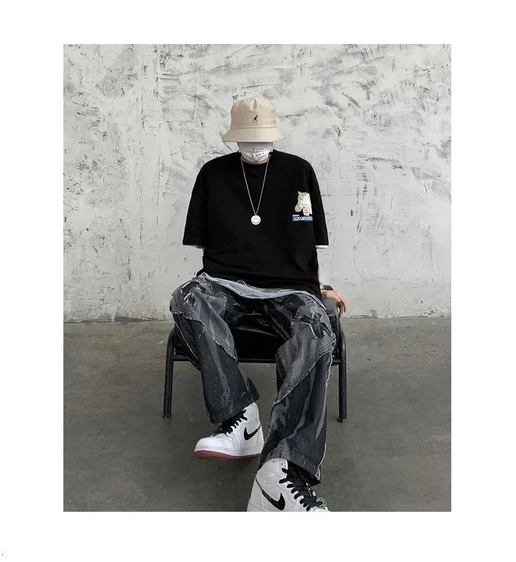 Harajuku Cat Cartoon Eating Noodles Graphic Men Women Tshirts Casual Short Sleeve Tees Japan Style Oversized T Shirt Clothing