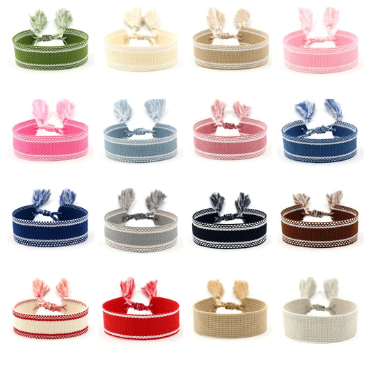 Ethnic Personality Braided Fabric Bracelet for Women Bohemian Adjustable Bracelet Handmade Wrist Bracelet Tassel Fashion Jewelry