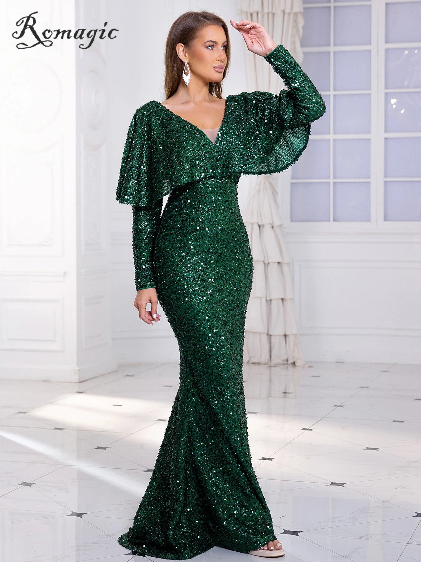 Evening wear Dresses: Full Sleeve With Cape Modest Evening Women Gown