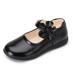 Girls Princess Leather Shoes For Black Kids Dress Sheos Red Sandals Flowers