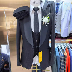 Blazers Jacket Pants Vest / Men Suit Business Wedding Fashion Host Clothes Slim Fit Coat