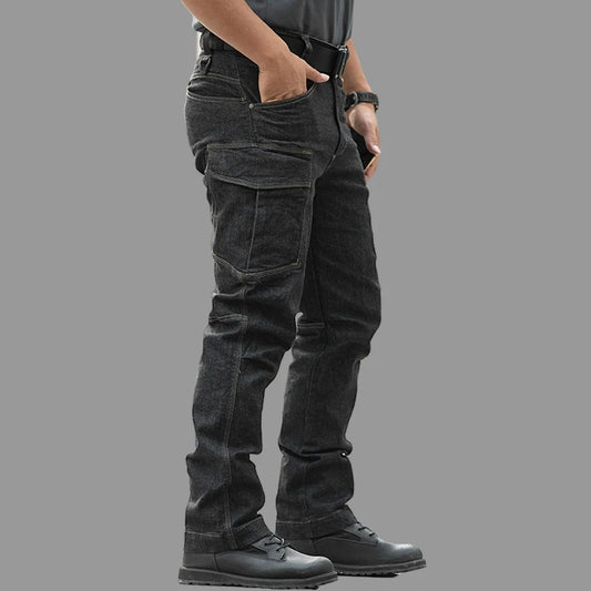 Tactical Jeans Men Commuter SWAT Combat Denim Pants Male Multi-pocket