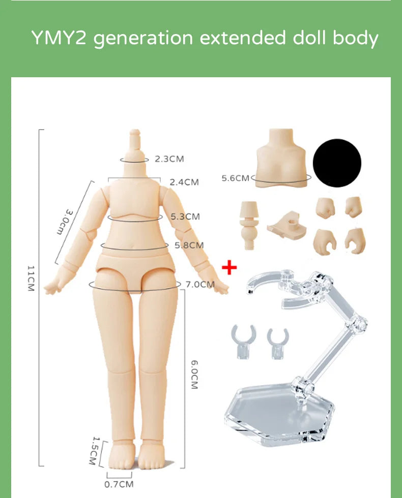 YMY 2nd Generation Doll Body Ob11 Doll Spherical Removeable Joint Body Doll For Penny, GSC, Molly, Obitsu 11, NendoroidS Head