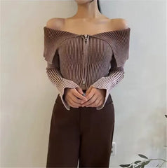 Women Hotsweet Solid Color Knitting Long Sleeve Slim Cardigans