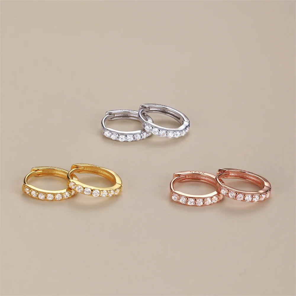Silver 925 1 pair Women Small Hoops Earring Piercing Ear Cartilage Tragus Simple Thin Circle Anti-allergic Ear Buckle
