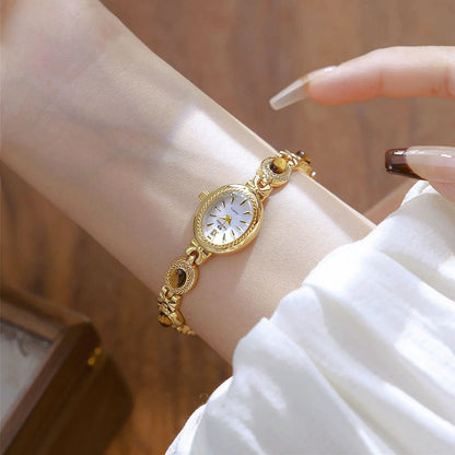 Oval Gold Women Watches Luxury Brand Dress Casual Quartz Small Dial Ladies Wrist Watches Rhinestone Gold Watches for Women 2025