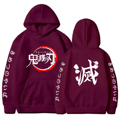 Demon Slayer Hoodies Men Fashion Letter Graphic Printed Sweatshirts Women