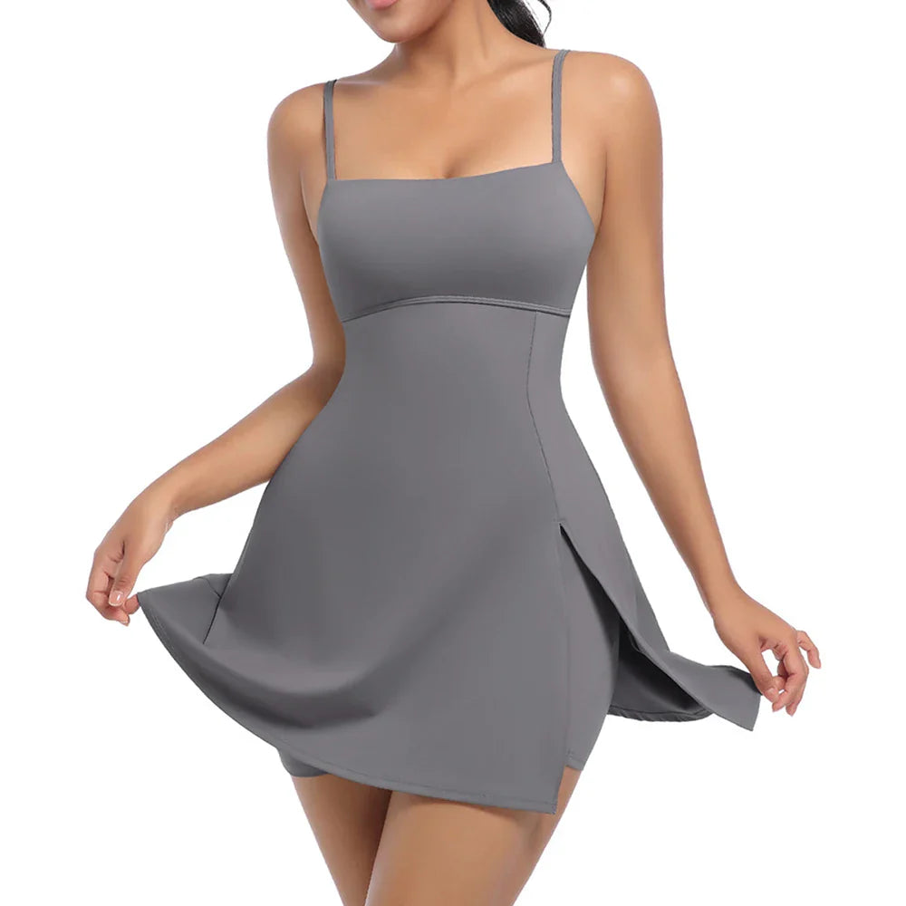 Cloud Hide Safe Sports Dress Golf Tennis Gym Yoga Dresses Women Girl Running Workout Long Skirts Fitness Outdoor One Piece Dress