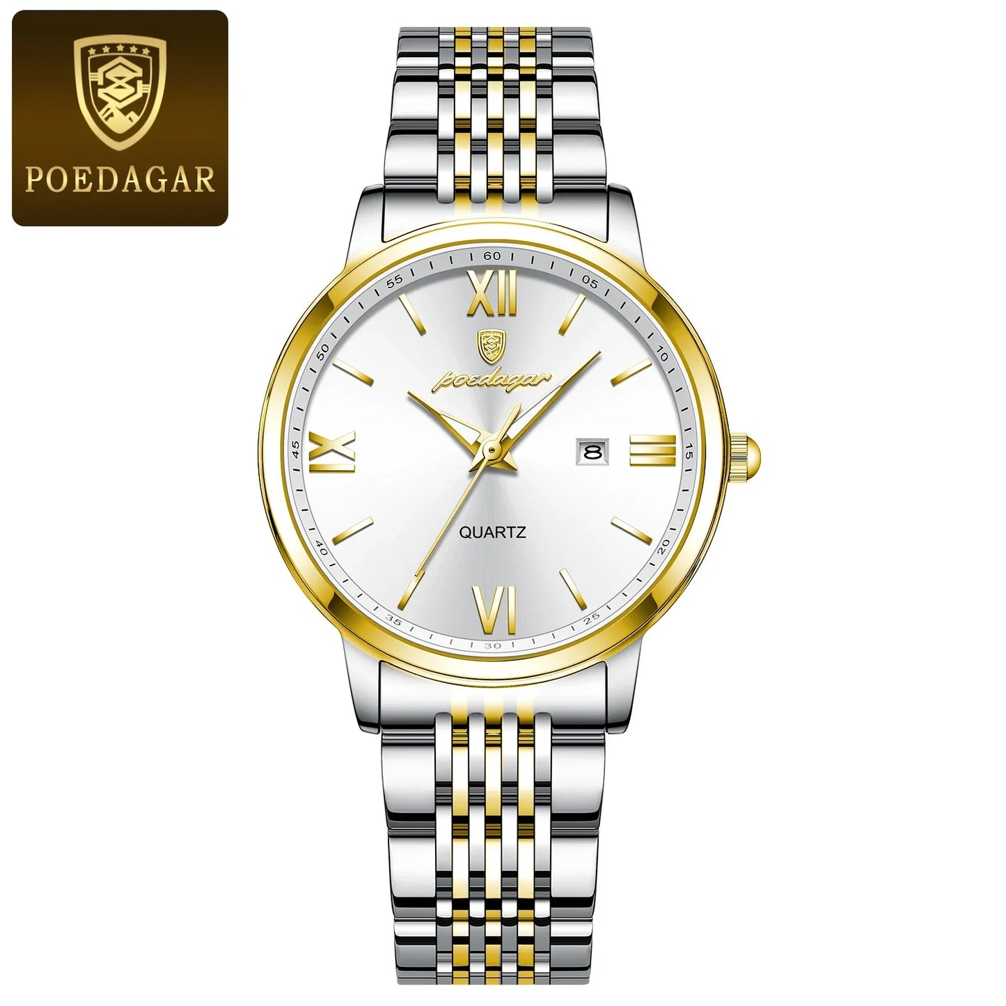 POEDAGAR Original Fashion Watch For Woman Waterproof Luminous Date Ladies Watch Stainless Steel Quartz Business Women's Watches