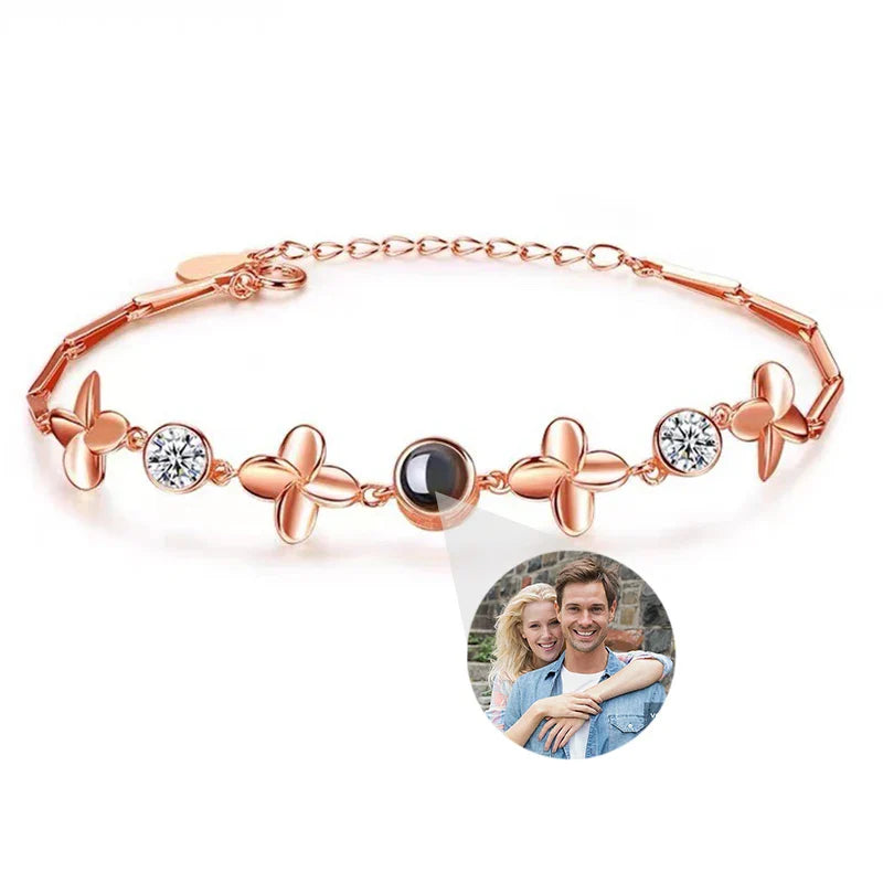 Custom Photo Bracelet Personalized Projection Bracelets with Picture Inside 100 Languages I Love You Stainless Steel Bracelet