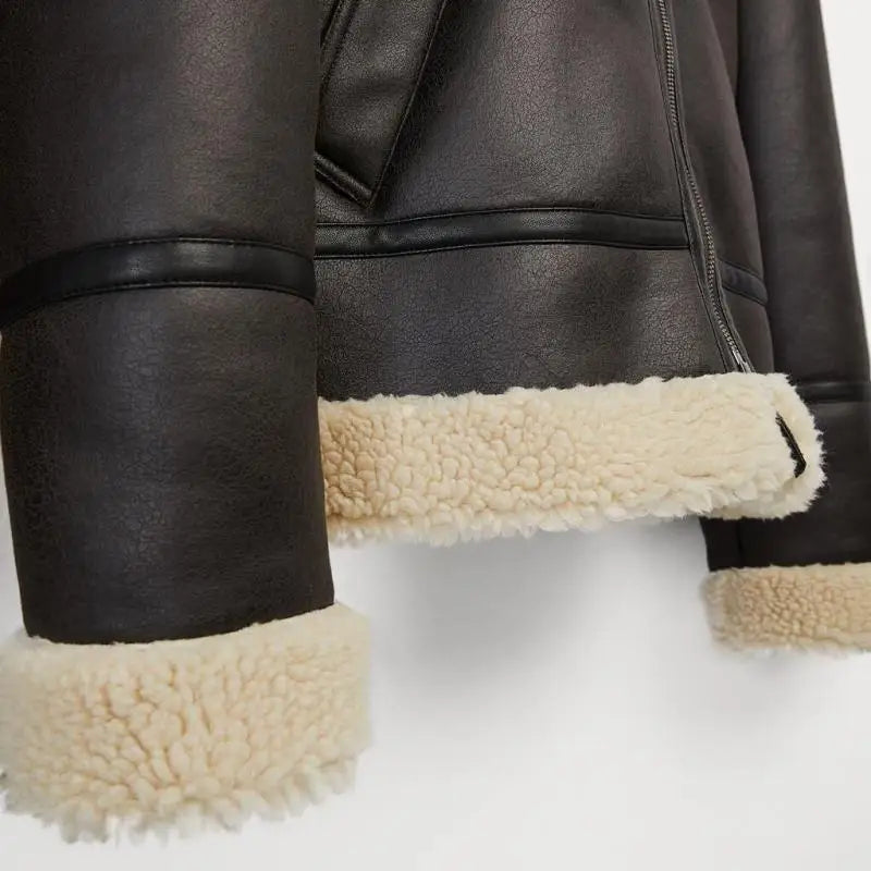 Winter Warm Lapel Suede Lambskin Jacket Retro Fur One Zipper Jacket For Men