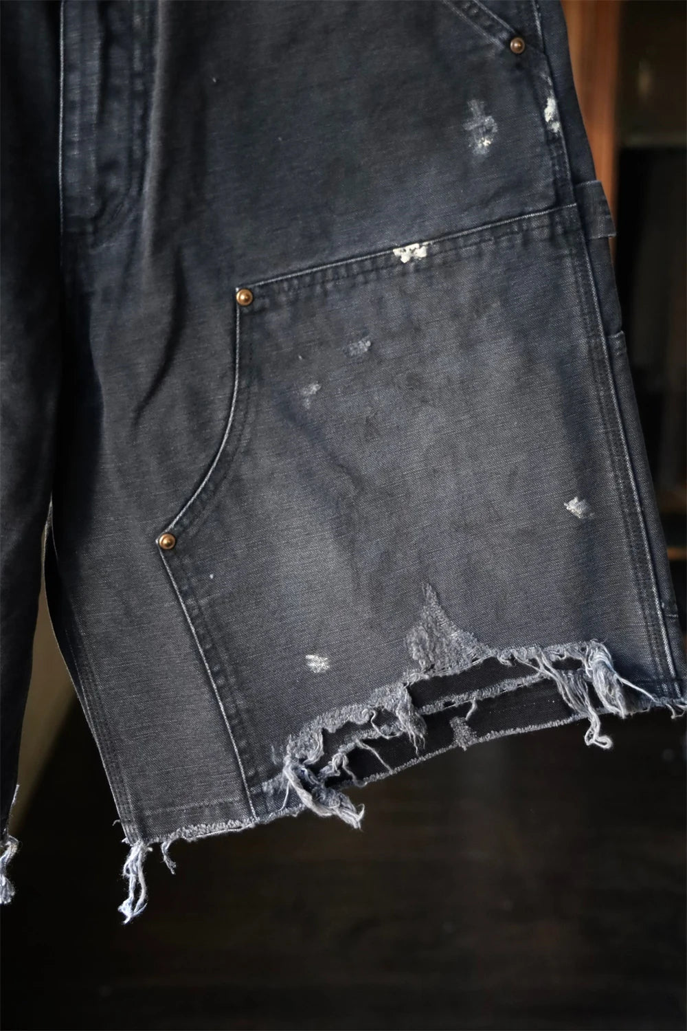 Black Nice Washed Damaged Saint DOUBLE KNEE Zipper Denim Shorts Men Women Oversized Shorts