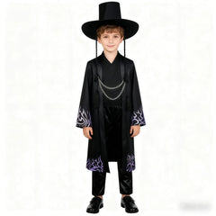 Kids Kpop Jinu Cosplay Saja Boys Costume Demon Black Coat Tops With Pants For Children Halloween Party Hunters Carnival Outfits