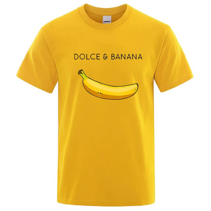 Summer Men's T-shirt High Quality 100%Cotton Funny Banana Printing Loose O-neck Men Short Sleeve Casual For Male T-shirt Top Tee