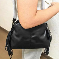 PU Leather Bucket Bag Tassel Woman Shoulder Bag Brand Messenger Bag Clutch