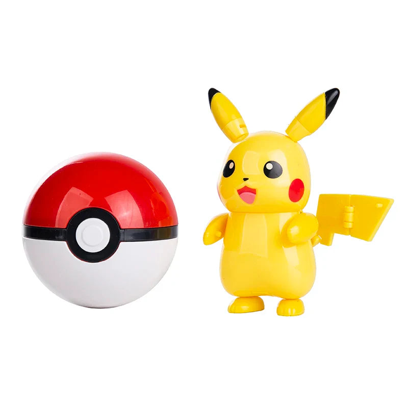 18 Styles Pokemon Anime Deformation Figures Pikachu Eevee Mewtwo Greninja  Pokeball Figure Pet Action Model Toys Childrens Gifts