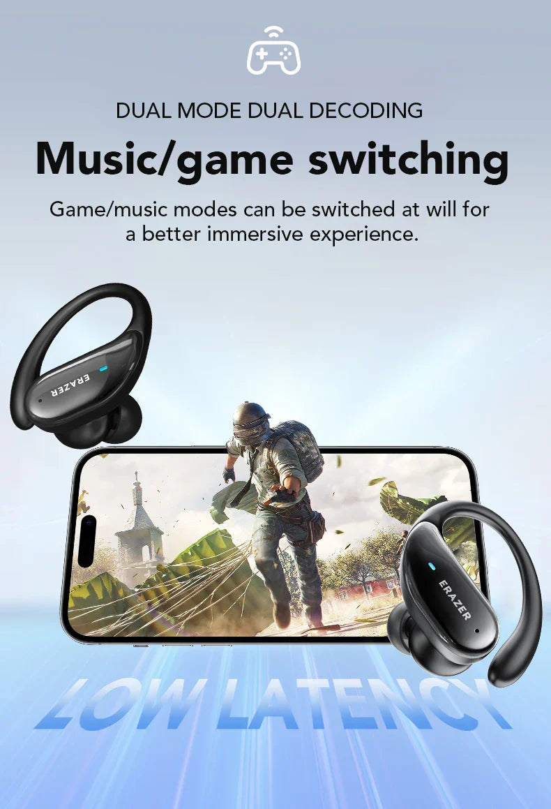 ERAZER XT80 Sports Wireless Headphones with Mics, Button Control, LED Power Display,Hifi Stereo Sound