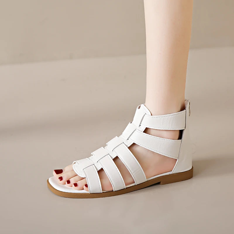Women's Sandals Summer Elegant Woman Shoes with Low Heels Flats Casual Gladiator White Fish Toe with Free Shipping Best Selling