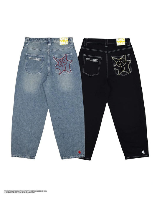 Jeans Men's and Women's Streetwear Harajuku Letters Casual Simple Baggy Jeans