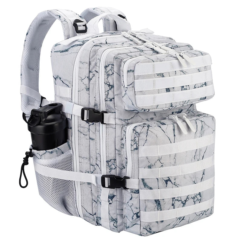 LHI 45L Tactical Backpack for Men and Women Large Athlete Gym Bag Outdoor Sports Hiking Survival Rucksack with Bottle Holder