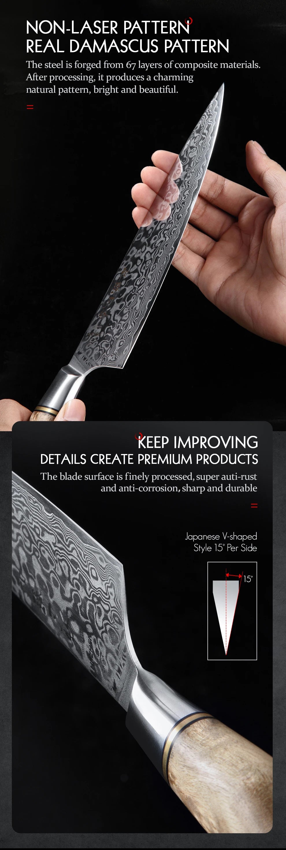 Kitchen Knife Set 1-7PC Damascus Steel knives Chef Knife Kitchen