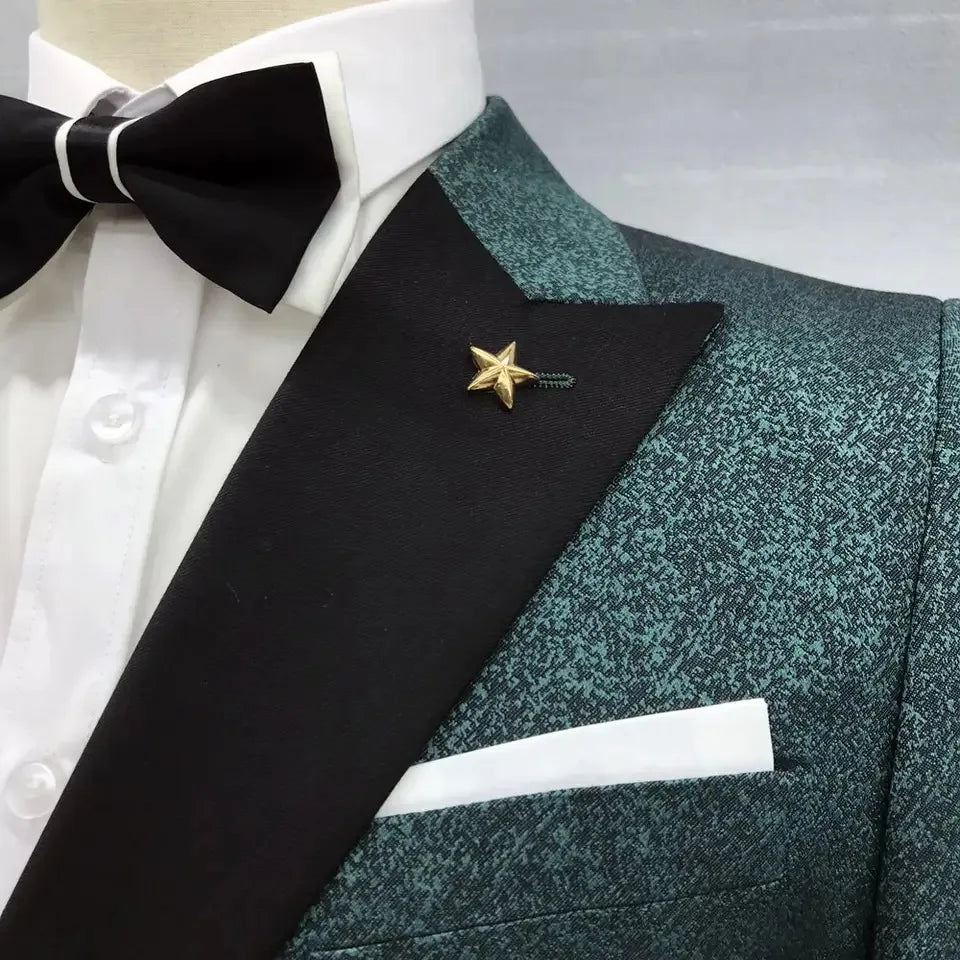 Tuxedo for Mens: Men's Suit 2 Pieces Men's Suit Green Jacquard Double-breasted