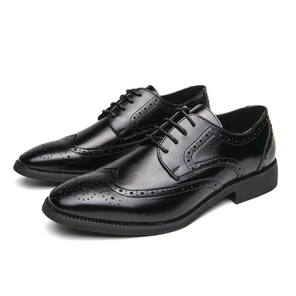 Mens Genuine Leather High Quality Oxford Derby Handmade Men Brogue Shoes Office Business Formal Wedding Shoes Luxury Dress Shoes