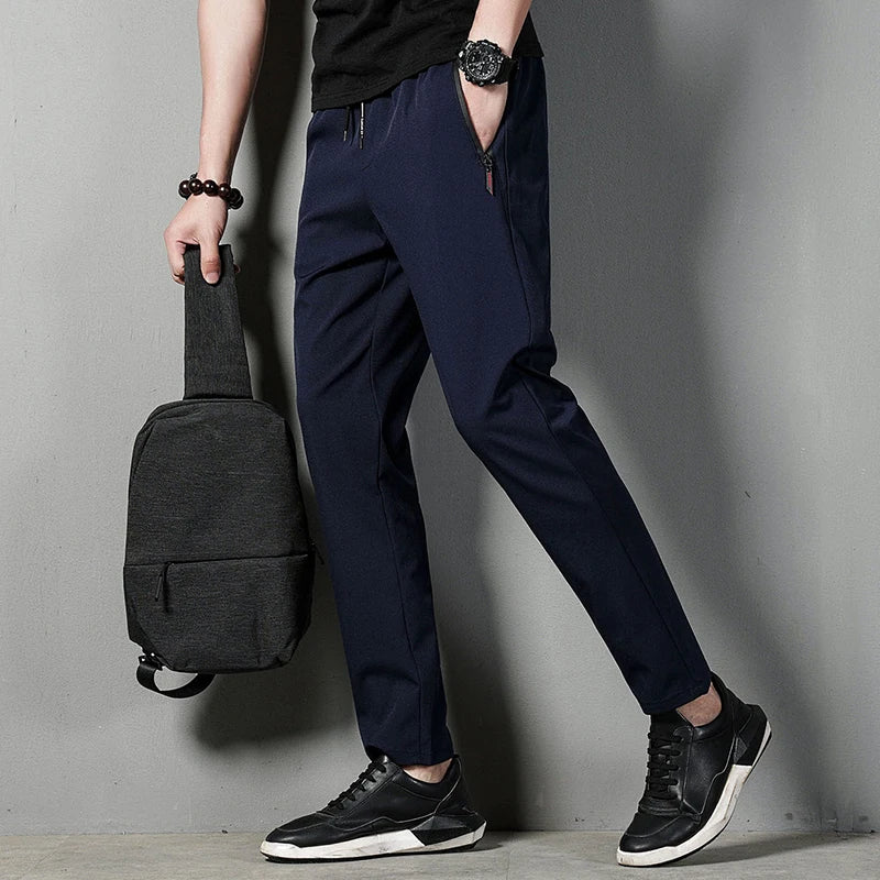 men's casual pants slim fit thin Korean version ice silk pants Jinlun sports pants