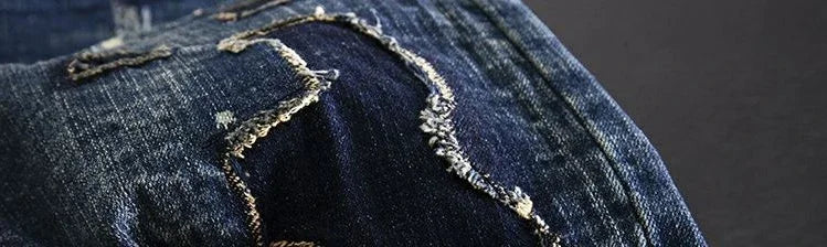 Jeans for Men Straight Cropped Trousers Graphic Motorcycle with Print Pockets Male