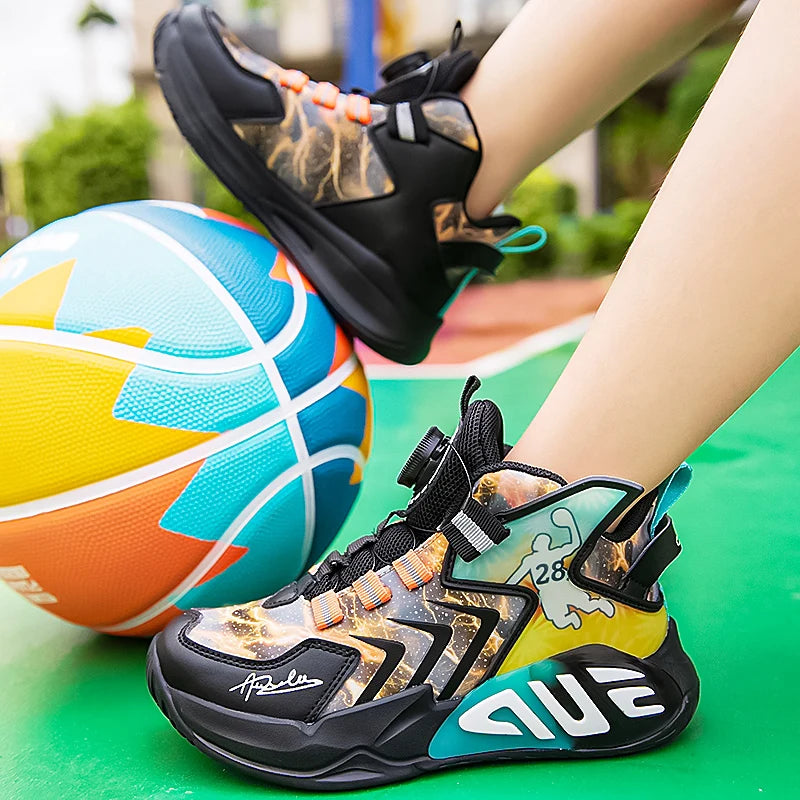 Basketball Shoes Kids Sneakers High Top Running Sports Shoes for Boys Tenis Boots Lightweight Children Sneakers