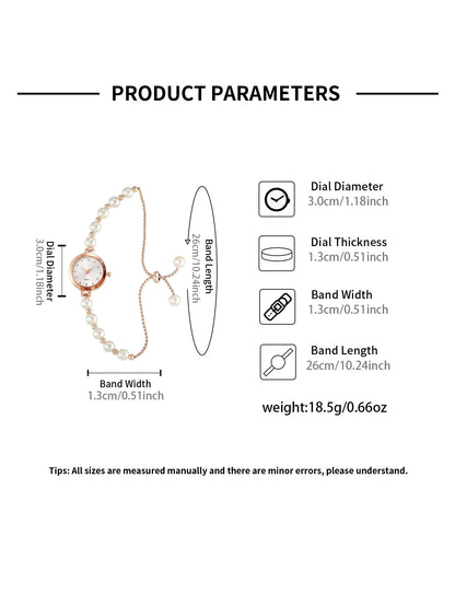 LUCKY FOX New Minimalist Style Pearl Bracelet Women Quartz Watch Fashionable Small Disc Design Light Luxury Jewelry Women Watch