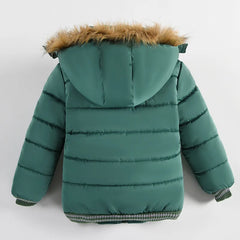 Boys Jacket Warm Fur Collar Fashion Baby Girls Coat Hooded Zipper Outerwear Birthday Gift 1-6 Years Kids Clothes