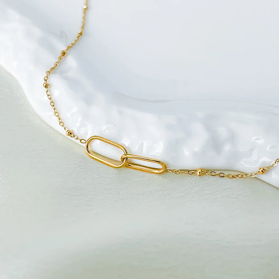 eManco Hot Fashion Stainless Steel Link Infinity Necklace Geometric Double Paperclip Pendant Women's Simple Jewelry Wholesale