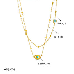 Stainless Steel Necklace Eye Double Chain Accessories for Women