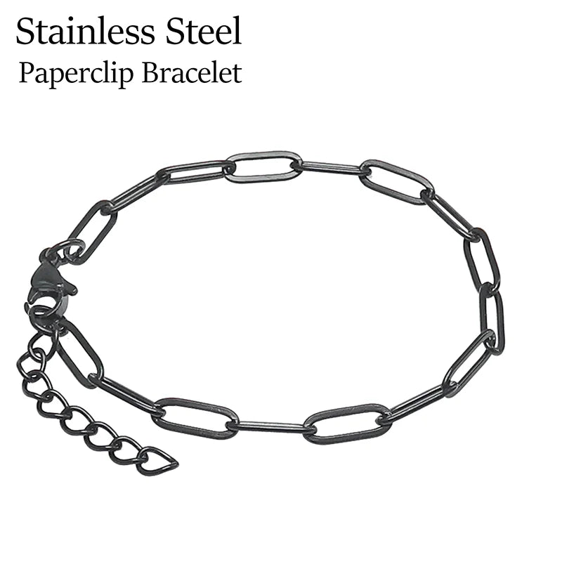 10 Pieces Paper Clip Bracelet Gold Color Stainless Steel PaperClip Link Chain for Women