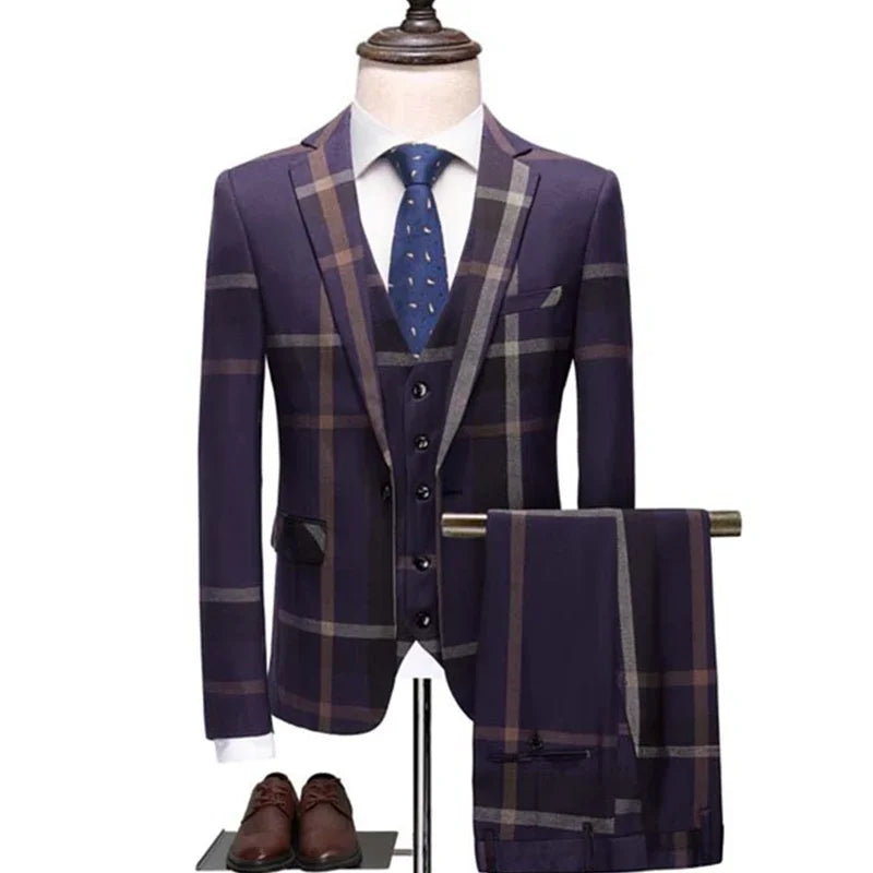 Tuxedo for Mens: Blazers Pants Vest Set 3 Pieces Set Men's Business Casual