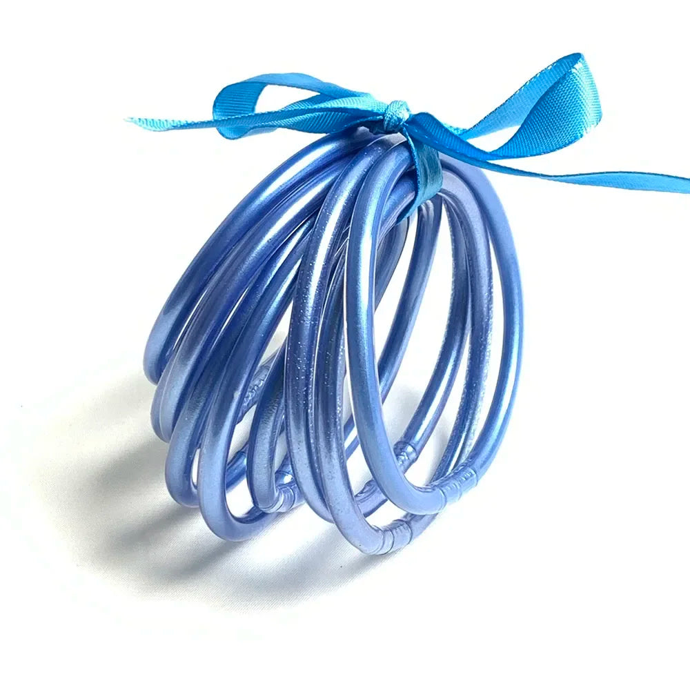 9Pcs/set Buddhist Jonc Bracelet Jewelry Lightweight Bowknot Glitter Jelly Silicone Bangle Bracelet for Women Buddha Girls