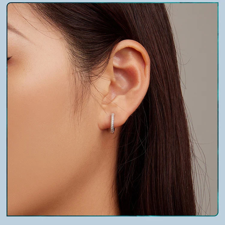 WOSTU 925 Sterling Silver European Simple CZ Ear Buckles Heart Hoop Earrings for Women Wedding Gift Minimalism Jewelry E737