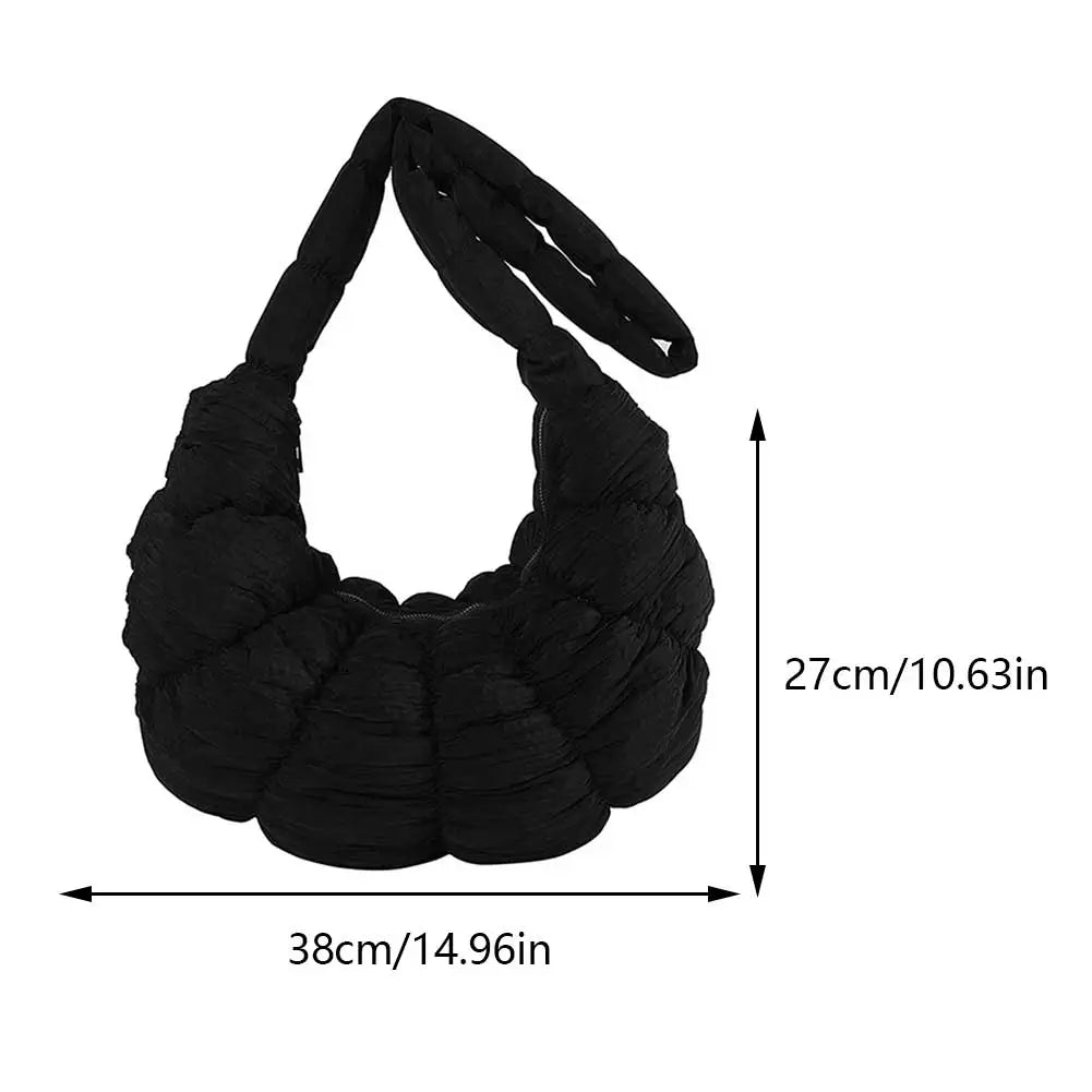 Bag Large Capacity Crescent Bag for Women's Solid Color Puffer Trendy Shoulder Bag