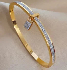 Bamboo Beads Punk Gold Plated Bangle for Women Men Trendy Stainless Steel Metal Bracelets Geometric Round Bead Jewelry Accessory