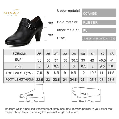 AIYUQI 2023 spring  genuine leather shoes women elegant spike heels office lady Business dress  fashion big size women shoes